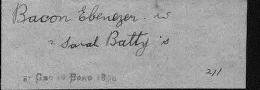 Ebenezer Bacon and Sarah Batty 1829 marriage