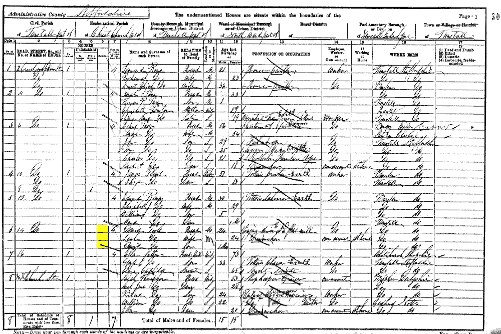 David Poole1901 census returns