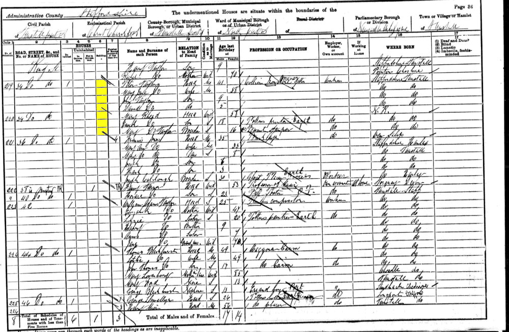 Mary Rhead 1901 census returns