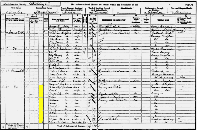 James Thomas Goodman 1901 census returns