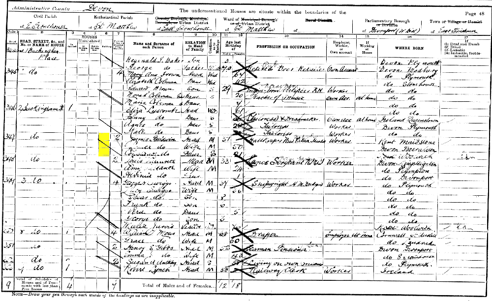 James Baldwin 1901 census returns