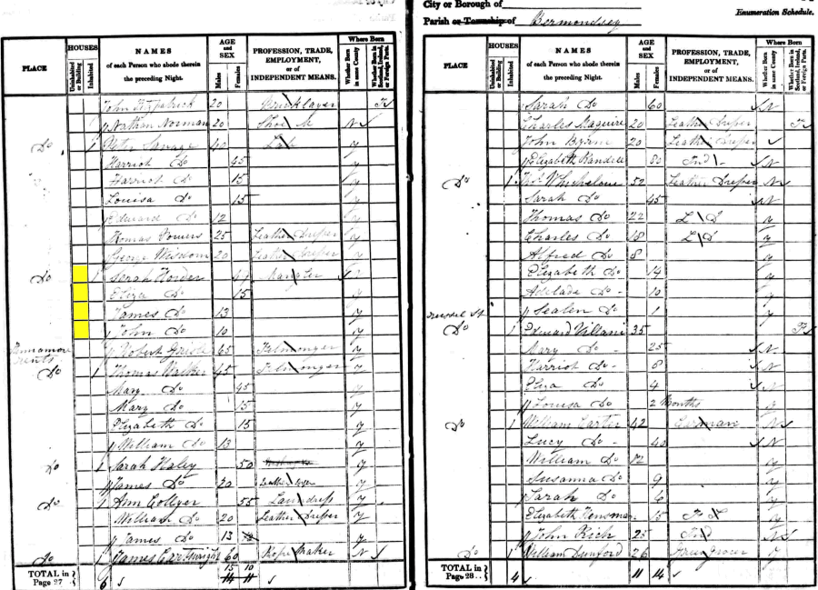 Sarah Horder 1841 census returns