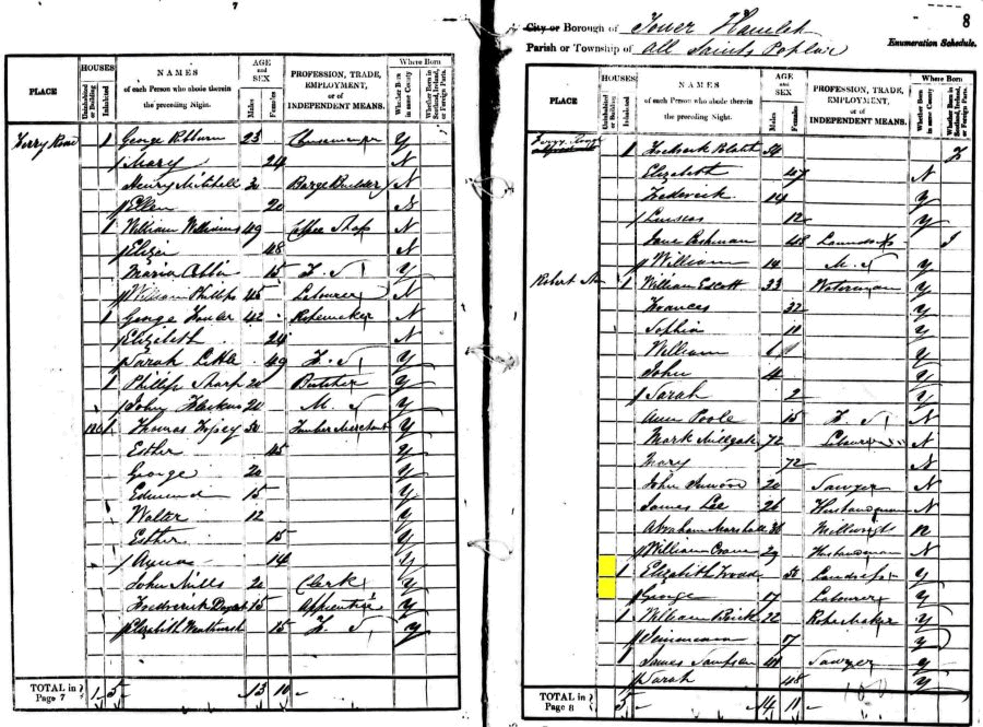 Elizabeth Trodd 1841 census returns