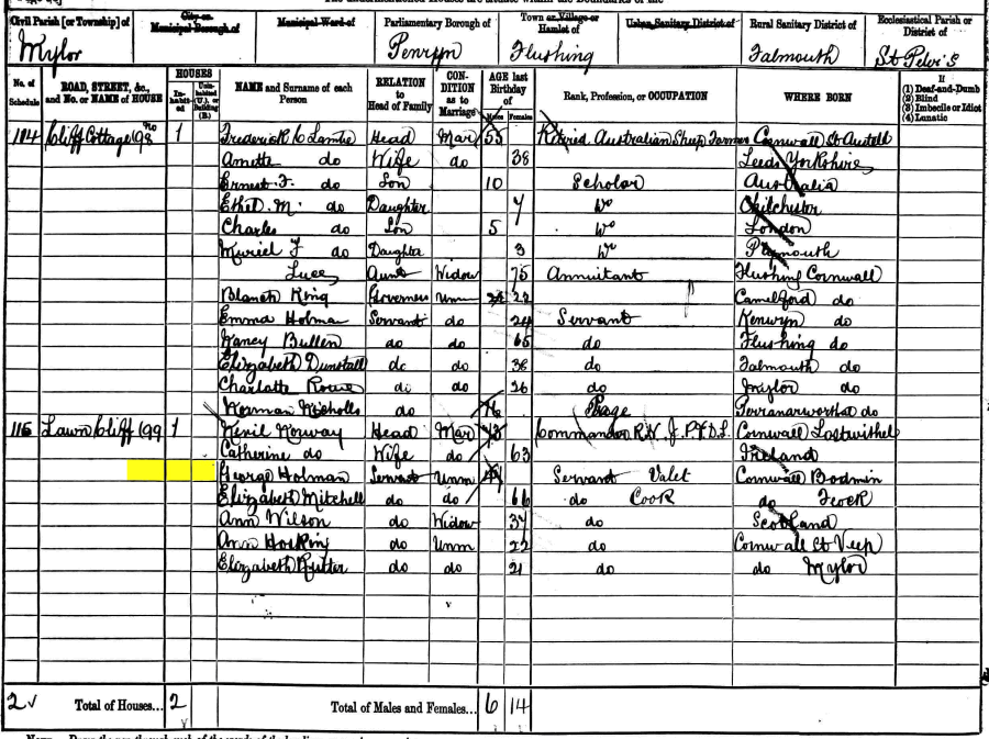 George Holman 1881 census returns