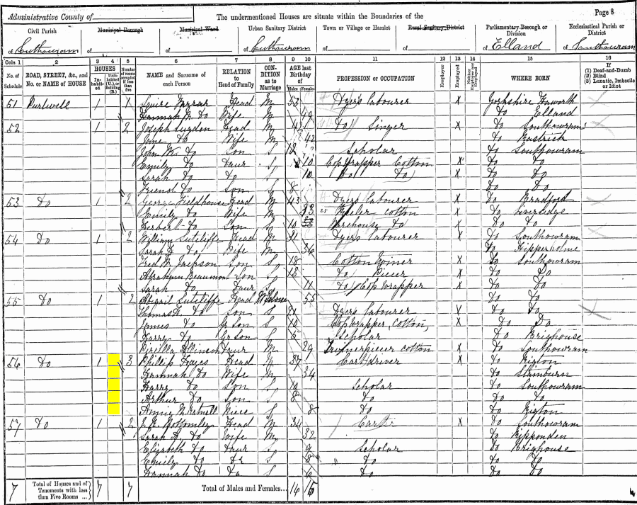 Phillip and Hannah Hayes 1891 census returns