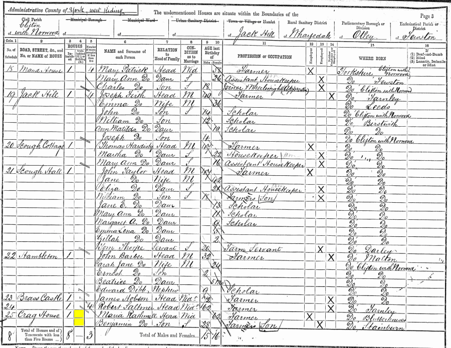 Maria Rathmell (mother) 1891 census returns