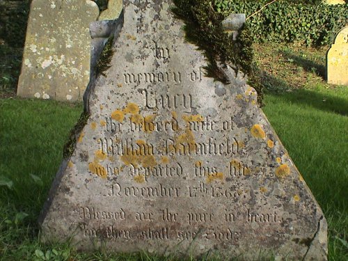 Lucy Barnfield's gravestone in Beaulieu Church