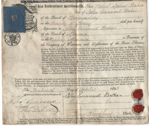 Indenture of Robert James Baker