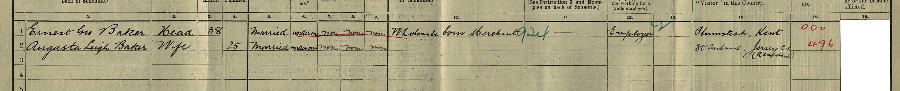 1911 census returns for Ernest George and Augusta Leigh Baker