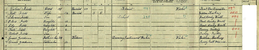1911 census returns for James Goodman and family