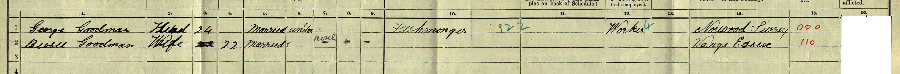 1911 census returns for George Albert and Bessie Goodman