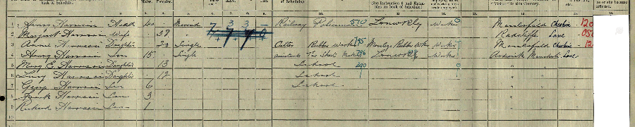 1911 census returns for Henry and Margaret Harrison and family