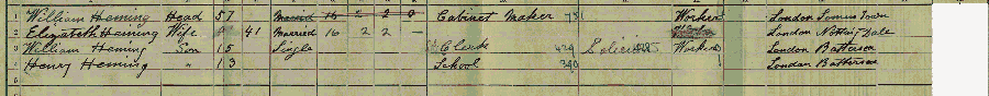 1911 census returns for William and Elizabeth Heming and family