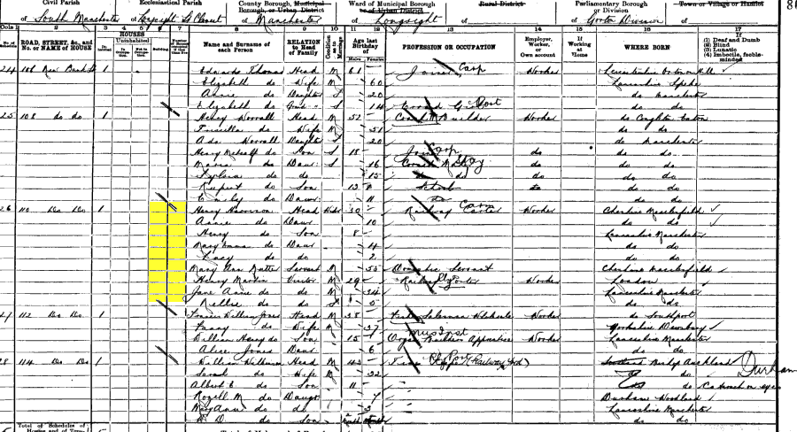1901 census returns for Henry Harrison and family