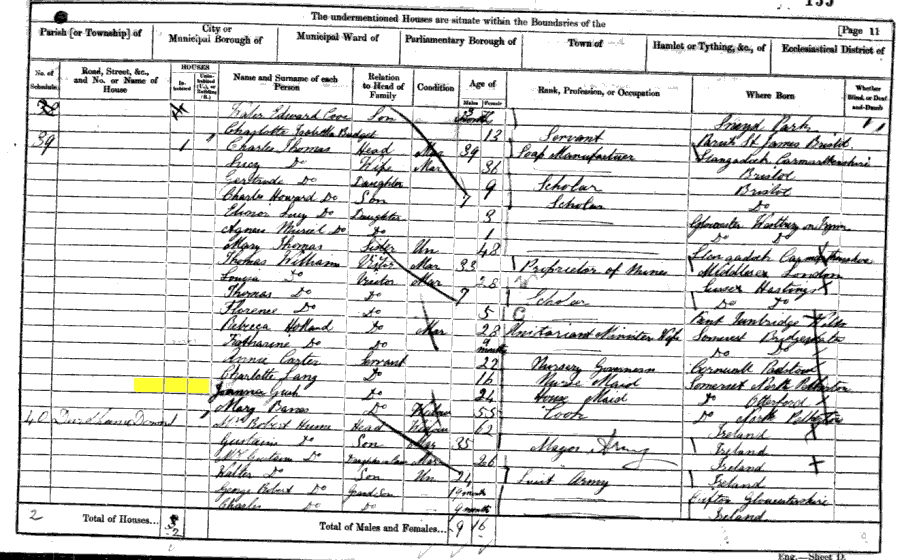 1861 census returns for Joanna Gush