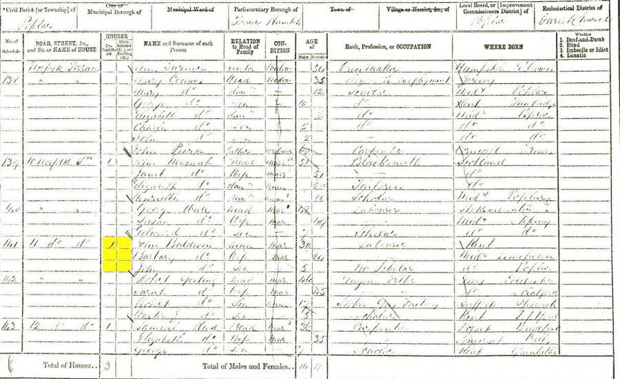 1871 census returns for John Baldwin