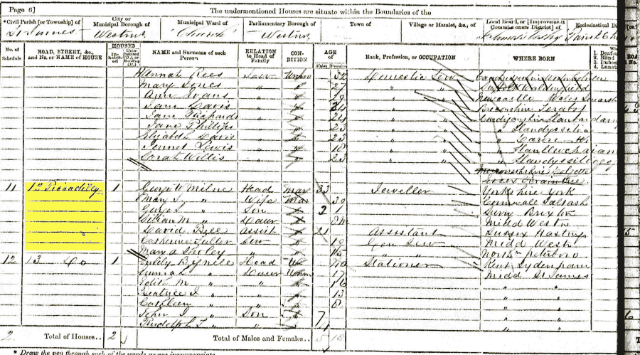 1871 census returns for George Milne