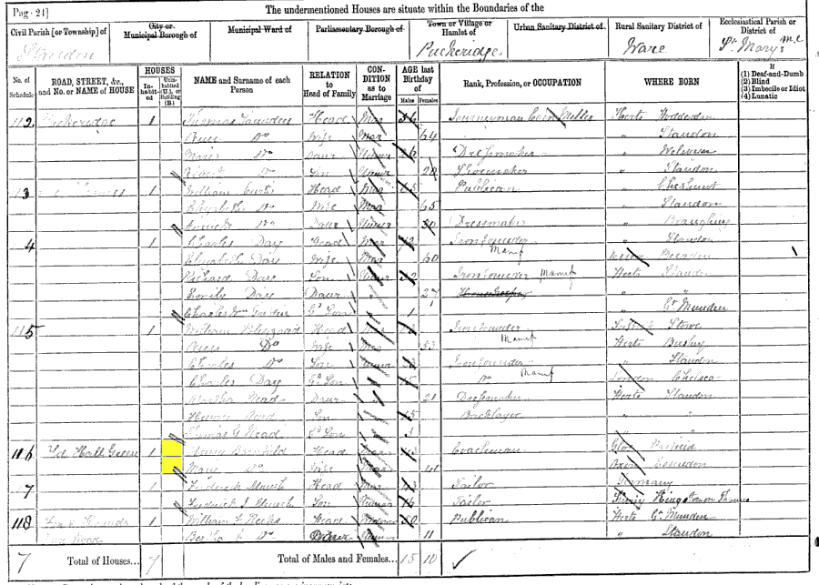 1881 census returns for Henry & Mary Barnfield